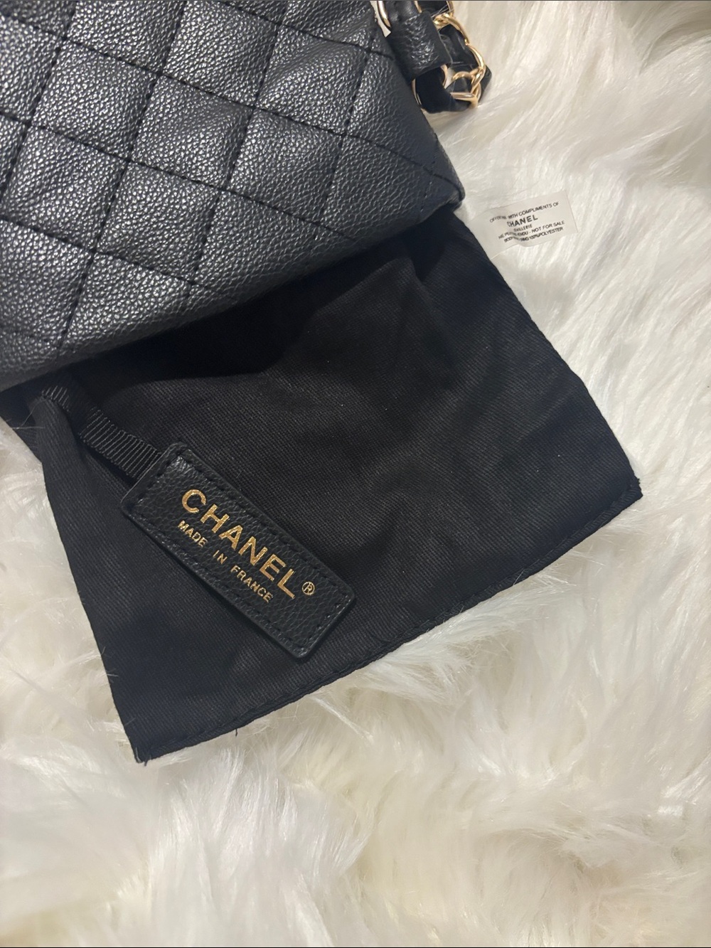 Black Quilted Crossbody with Gold Chain Strap - Picture 2 of 7